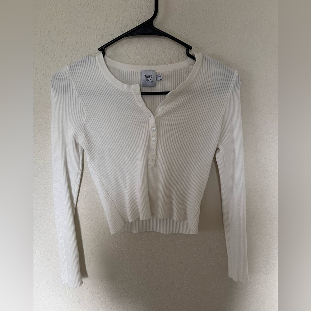 princess polly white long sleeve crop top